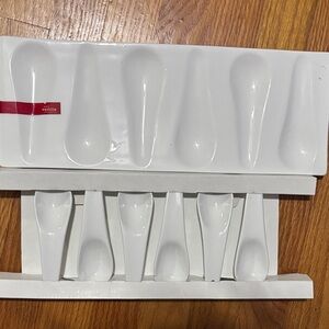 White Ceramic Spoon Holder Set